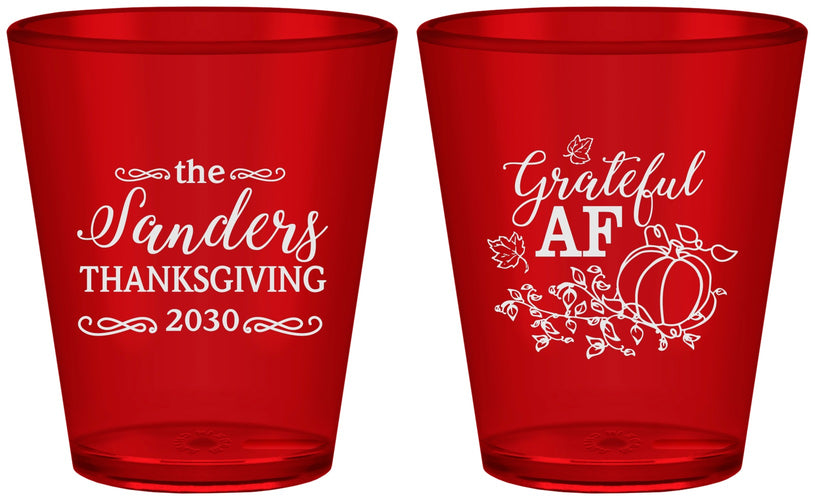 Custom Thanksgiving Plastic Shot Glasses - Grateful Af | 260017