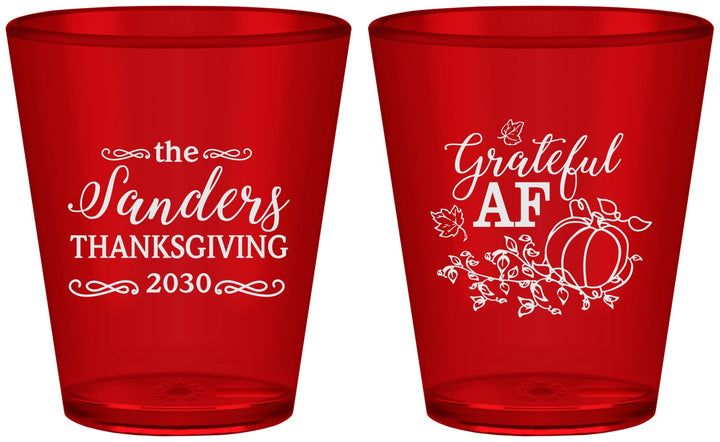 Custom Thanksgiving Plastic Shot Glasses - Grateful Af | 260017