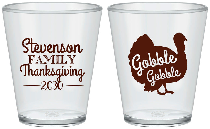 Custom Thanksgiving Plastic Shot Glasses - Gobble Turkey | 260018