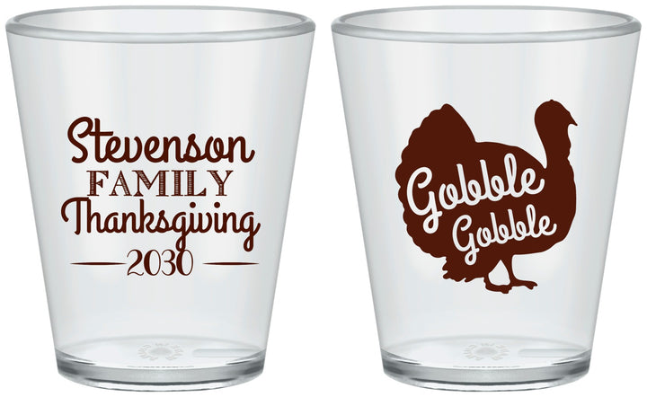 Custom Thanksgiving Plastic Shot Glasses - Gobble Turkey | 260018