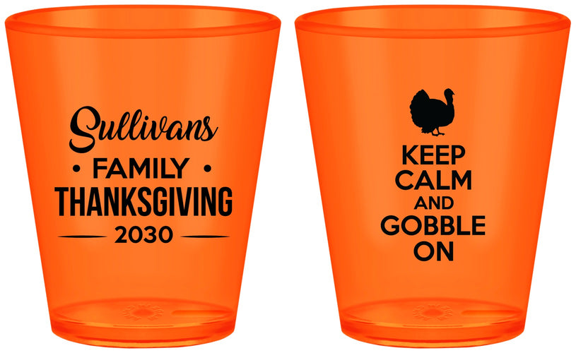 Custom Thanksgiving Plastic Shot Glasses - Gobble Turkey | 260024