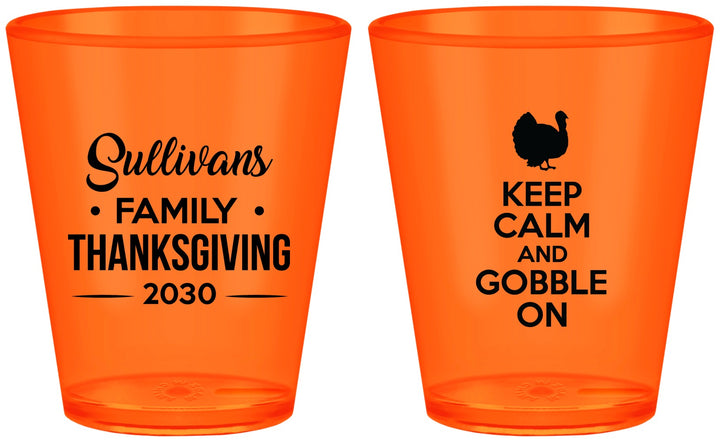 Custom Thanksgiving Plastic Shot Glasses - Gobble Turkey | 260024