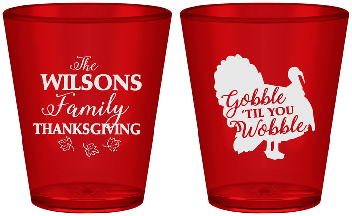 Custom Thanksgiving Plastic Shot Glasses - Gobble Til You Wobble | 260025