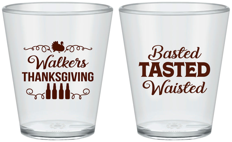 Custom Thanksgiving Plastic Shot Glasses - Basted Tasted Waisted | 260027