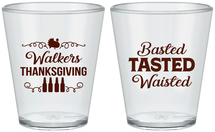 Custom Thanksgiving Plastic Shot Glasses - Basted Tasted Waisted | 260027
