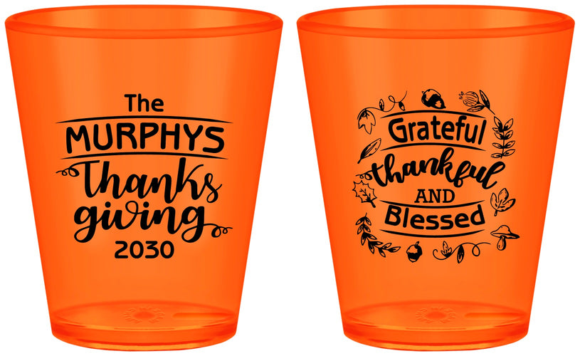 Custom Thanksgiving Plastic Shot Glasses - Grateful Blessed | 260028