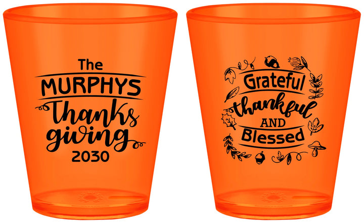 Custom Thanksgiving Plastic Shot Glasses - Grateful Blessed | 260028