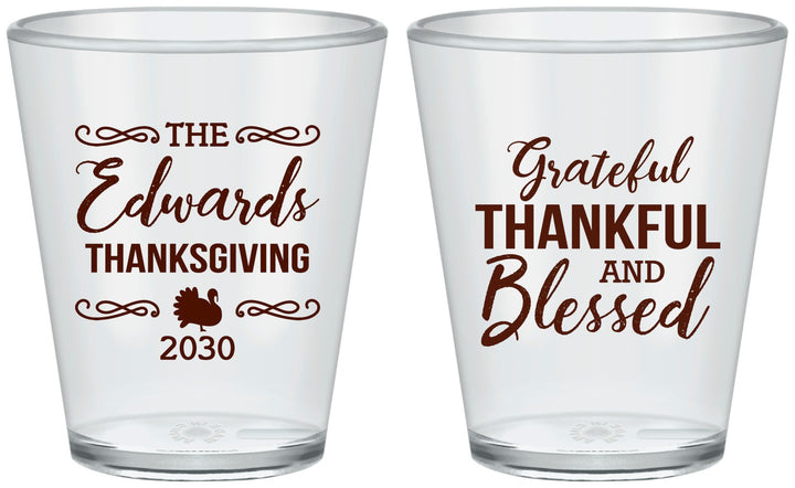 Custom Thanksgiving Plastic Shot Glasses - Grateful Blessed | 260030