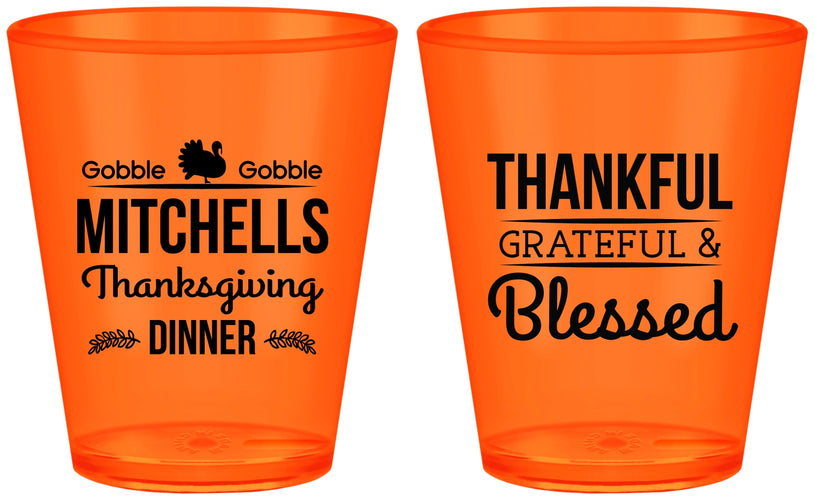 Custom Thanksgiving Plastic Shot Glasses - Thankful Blessed | 260032