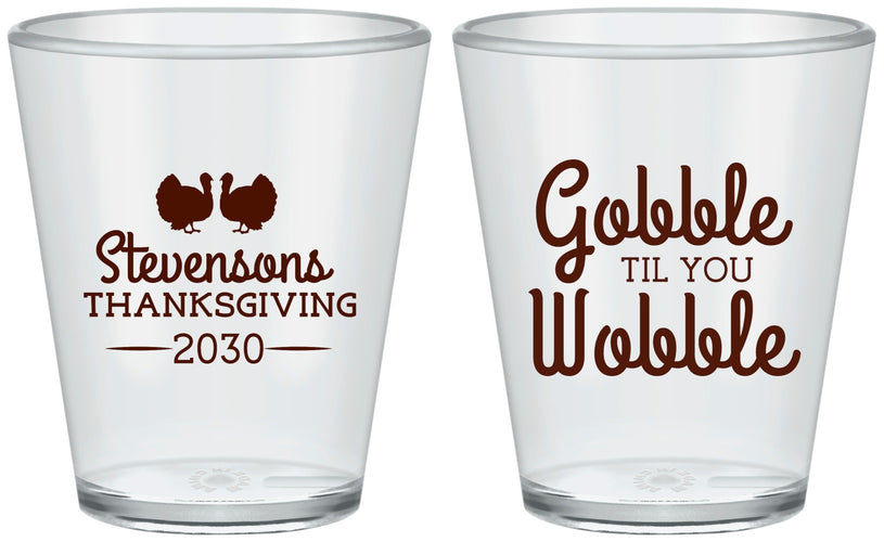 Custom Thanksgiving Plastic Shot Glasses - Gobble Til You Wobble | 260034