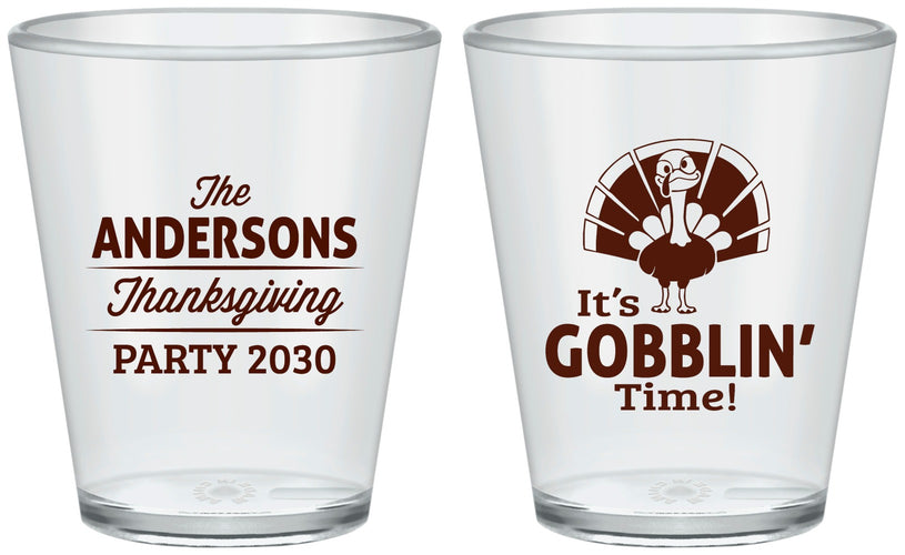 Custom Thanksgiving Plastic Shot Glasses - Turkey Gobblin | 260035