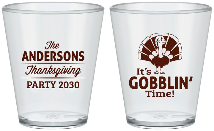 Custom Thanksgiving Plastic Shot Glasses - Turkey Gobblin | 260035