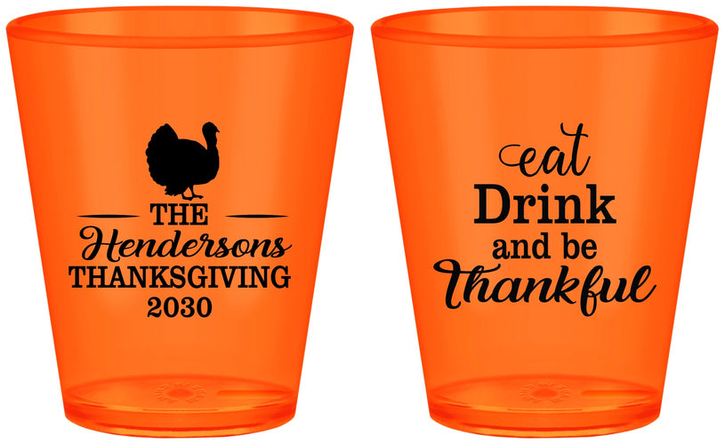 Custom Thanksgiving Plastic Shot Glasses - Eat Drink Thankful | 260036