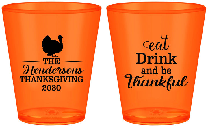 Custom Thanksgiving Plastic Shot Glasses - Eat Drink Thankful | 260036