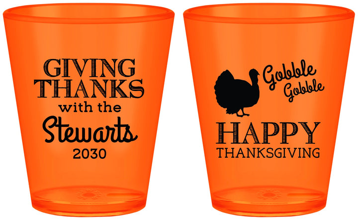 Custom Thanksgiving Plastic Shot Glasses - Gobble Gobble | 260040