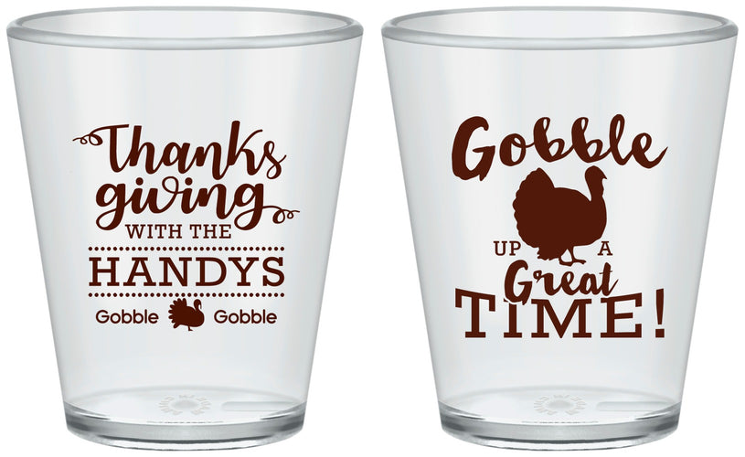 Custom Thanksgiving Plastic Shot Glasses - Turkey Gobble | 260043