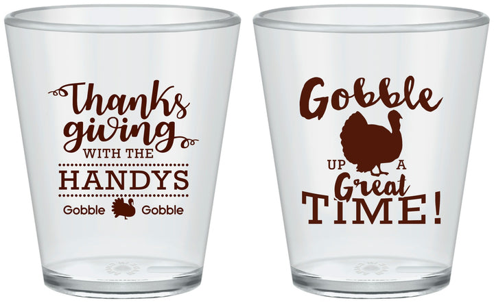 Custom Thanksgiving Plastic Shot Glasses - Turkey Gobble | 260043