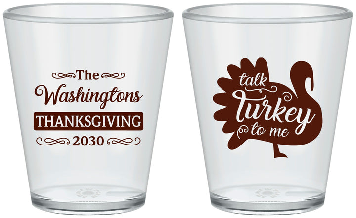 Custom Thanksgiving Plastic Shot Glasses - Talk Turkey To Me | 260046