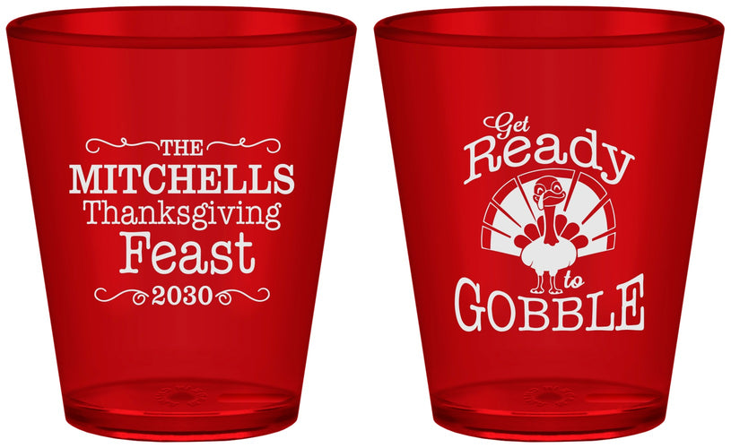 Custom Thanksgiving Plastic Shot Glasses - Turkey Gobble | 260049