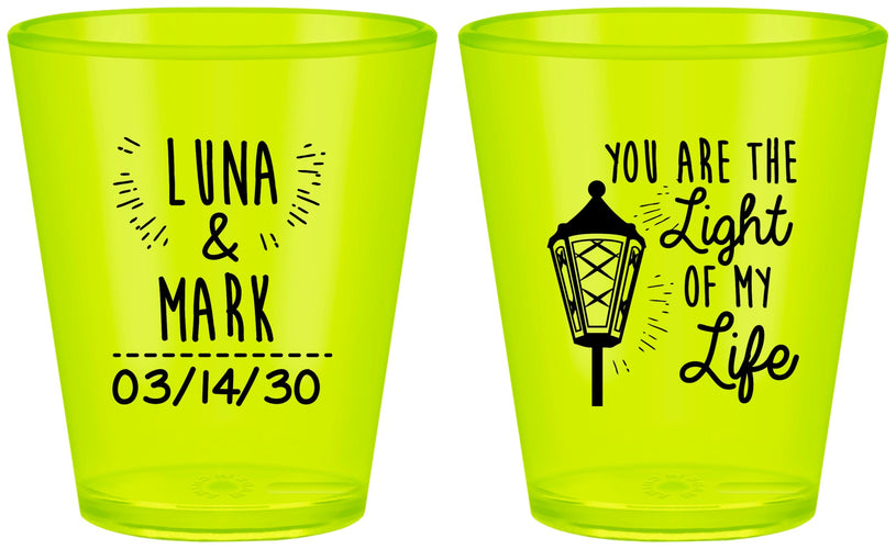 Custom Wedding Plastic Shot Glasses - You Are The Light Of My Life | 261