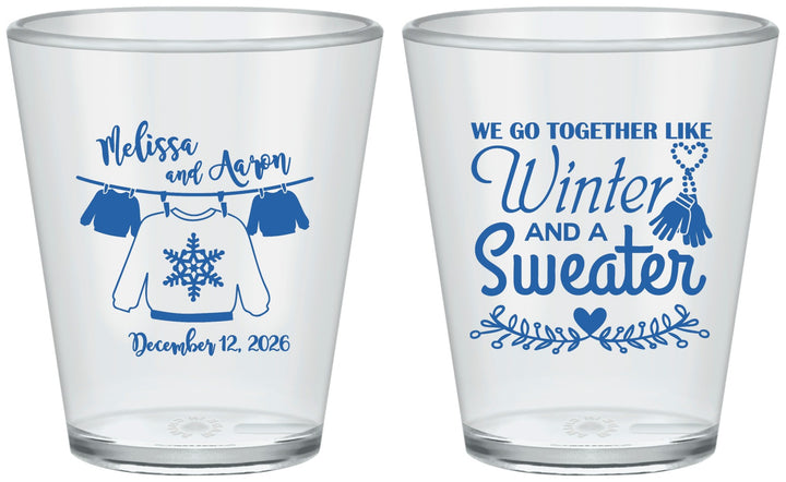 Custom Wedding Plastic Shot Glasses - Christmas Sweater | 265