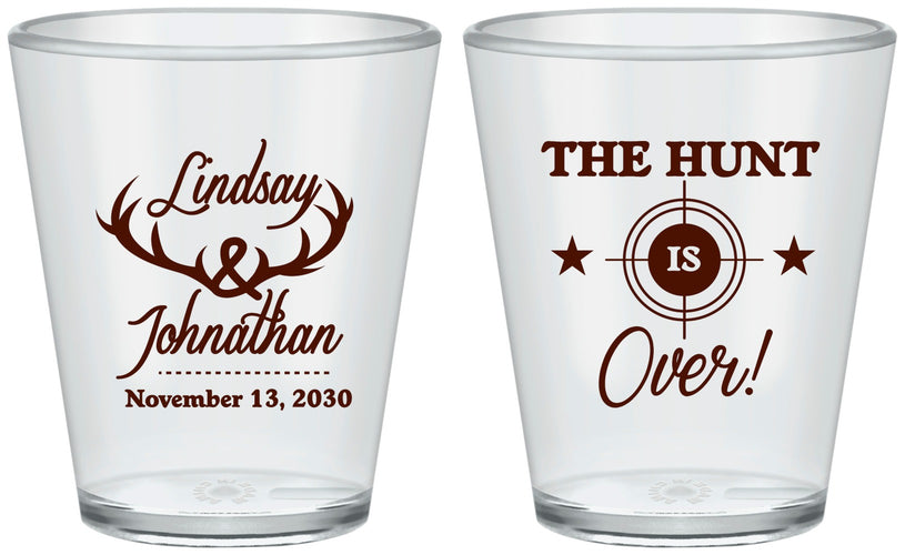 Custom Wedding Plastic Shot Glasses - The Hunt Is Over | 266
