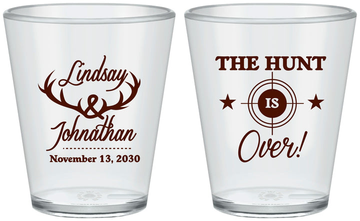 Custom Wedding Plastic Shot Glasses - The Hunt Is Over | 266