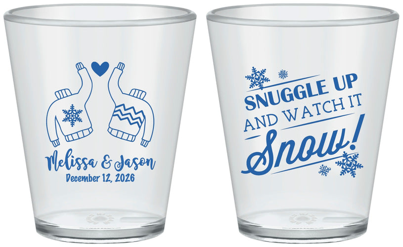 Custom Wedding Plastic Shot Glasses - Christmas Snow | 268