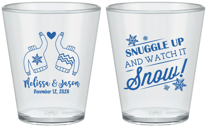 Custom Wedding Plastic Shot Glasses - Christmas Snow | 268