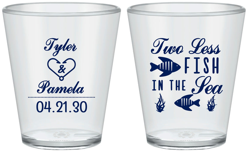Custom Wedding Plastic Shot Glasses - Two Less Fish In The Sea | 270