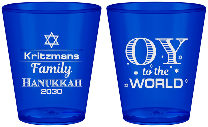 Custom Hanukkah Plastic Shot Glasses - Oy To The World | 270000