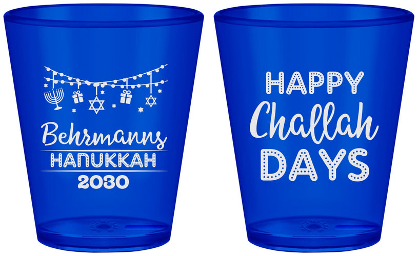 Custom Hanukkah Plastic Shot Glasses - Challah Days | 270003