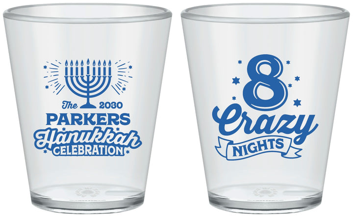 Custom Hanukkah Plastic Shot Glasses - Eight Crazy Nights | 270010