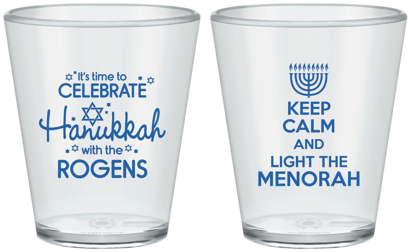 Custom Hanukkah Plastic Shot Glasses - Menorah | 270013