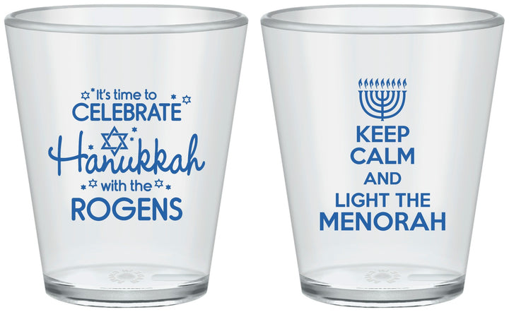 Custom Hanukkah Plastic Shot Glasses - Menorah | 270013