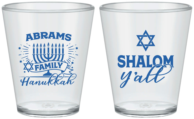 Custom Hanukkah Plastic Shot Glasses - Shalom | 270014