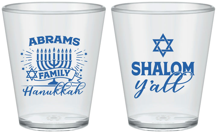 Custom Hanukkah Plastic Shot Glasses - Shalom | 270014