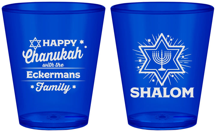 Custom Hanukkah Plastic Shot Glasses - Shalom | 270015