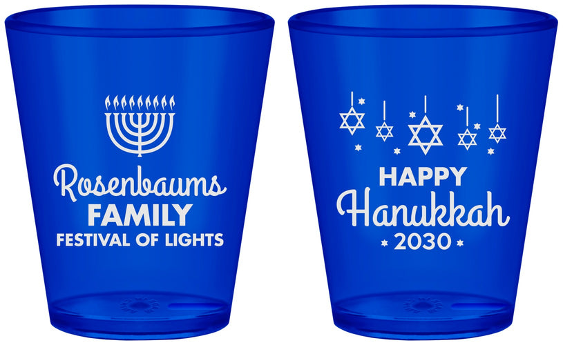 Custom Hanukkah Plastic Shot Glasses - Menorah | 270016