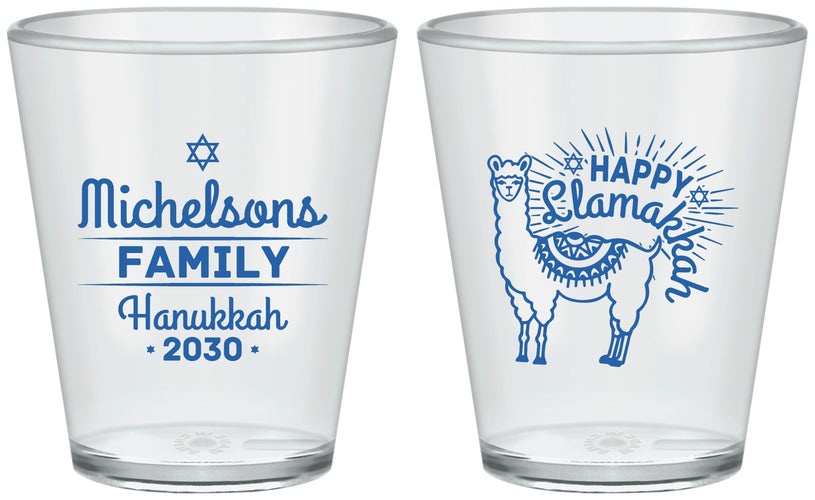 Custom Hanukkah Plastic Shot Glasses - Llamakkah | 270017