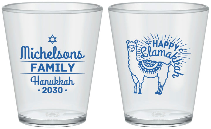 Custom Hanukkah Plastic Shot Glasses - Llamakkah | 270017
