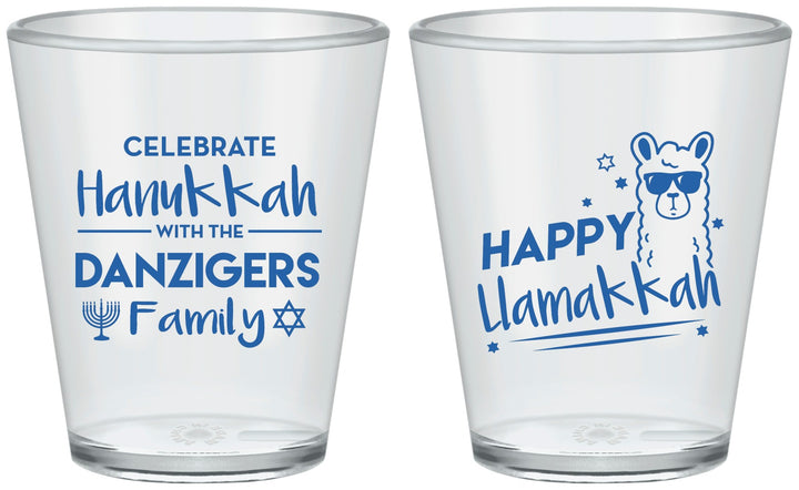 Custom Hanukkah Plastic Shot Glasses - Llamakkah | 270018