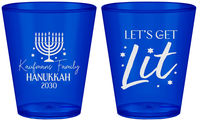 Custom Hanukkah Plastic Shot Glasses - Lets Get Lit | 270020