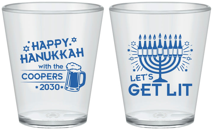Custom Hanukkah Plastic Shot Glasses - Lets Get Lit | 270021
