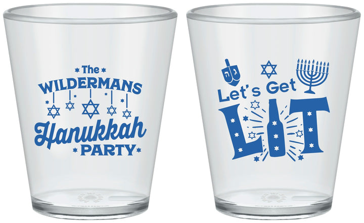Custom Hanukkah Plastic Shot Glasses - Lets Get Lit | 270022