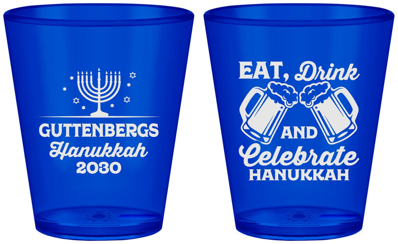 Custom Hanukkah Plastic Shot Glasses - Menorah | 270023
