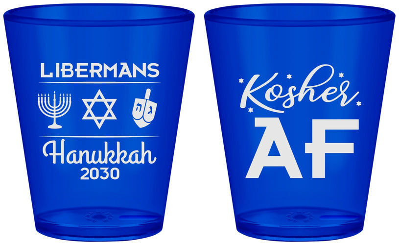 Custom Hanukkah Plastic Shot Glasses - Menorah Dreidel | 270024
