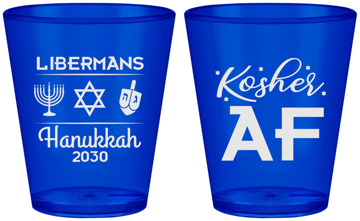 Custom Hanukkah Plastic Shot Glasses - Menorah Dreidel | 270024