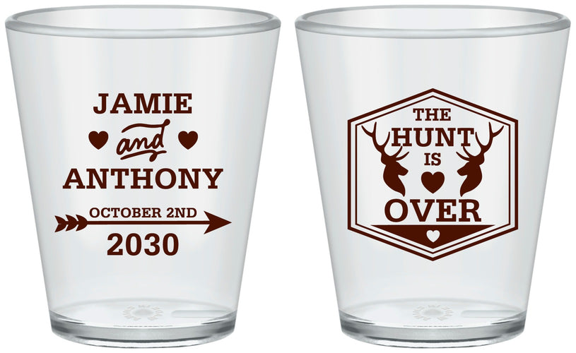Custom Wedding Plastic Shot Glasses - The Hunt Is Over | 272