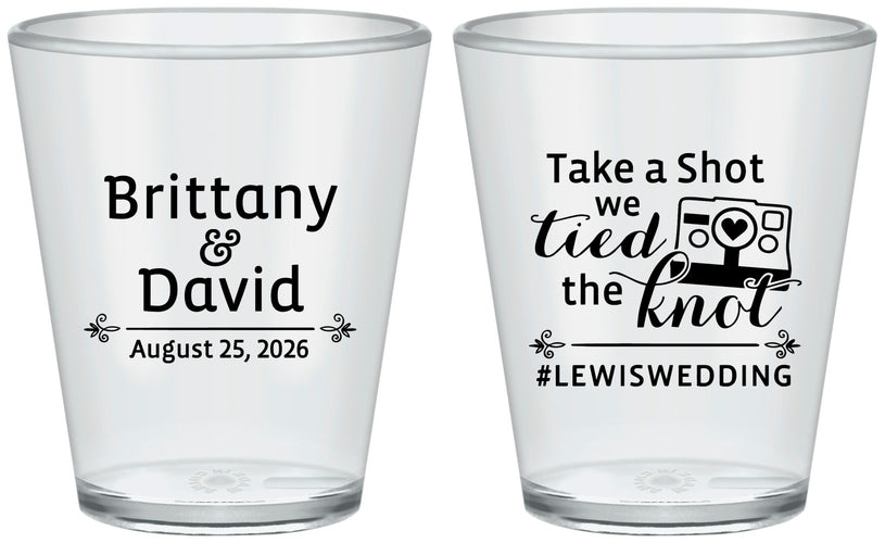 Custom Wedding Plastic Shot Glasses - Take A Shot We Tied The Knot | 277